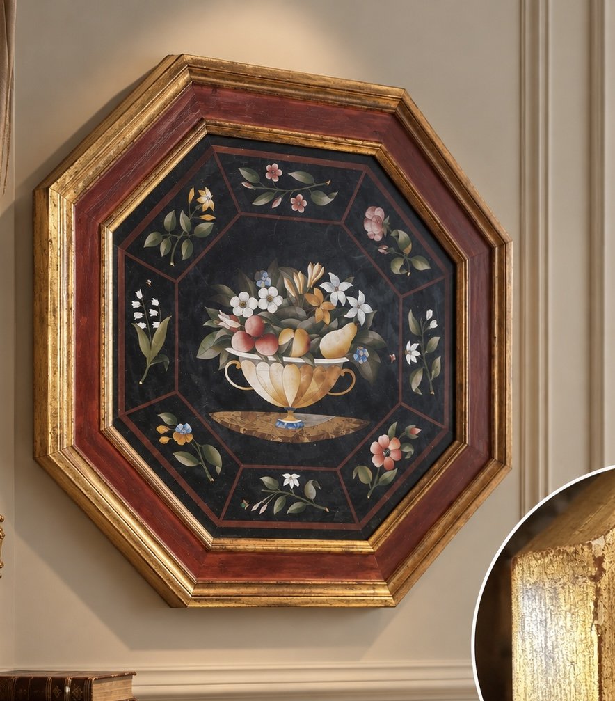 Piano ottagonale fiorentino in commesso di pietre dure-photo-2
