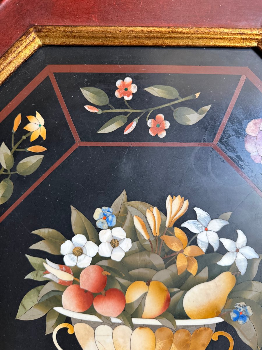 Piano ottagonale fiorentino in commesso di pietre dure-photo-2