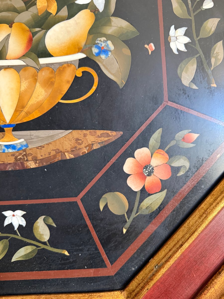 Piano ottagonale fiorentino in commesso di pietre dure-photo-4