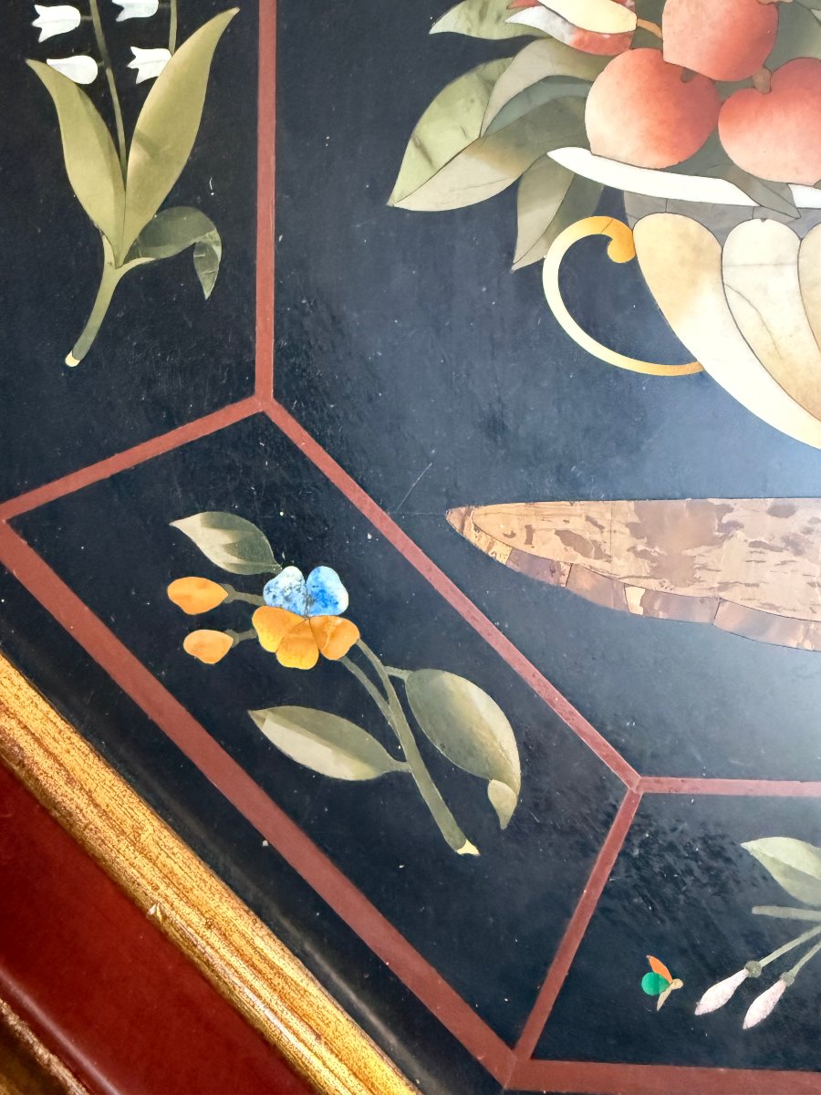 Piano ottagonale fiorentino in commesso di pietre dure-photo-5