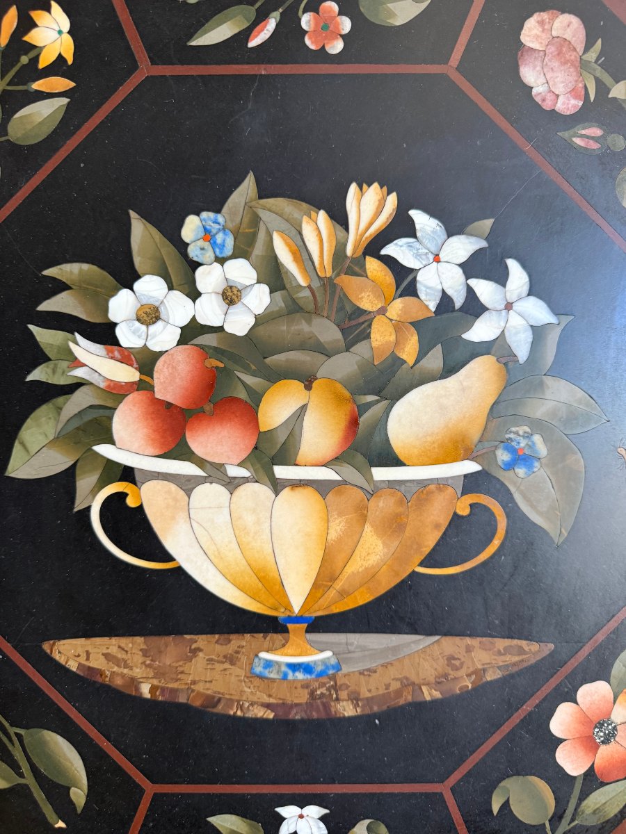 Piano ottagonale fiorentino in commesso di pietre dure-photo-6