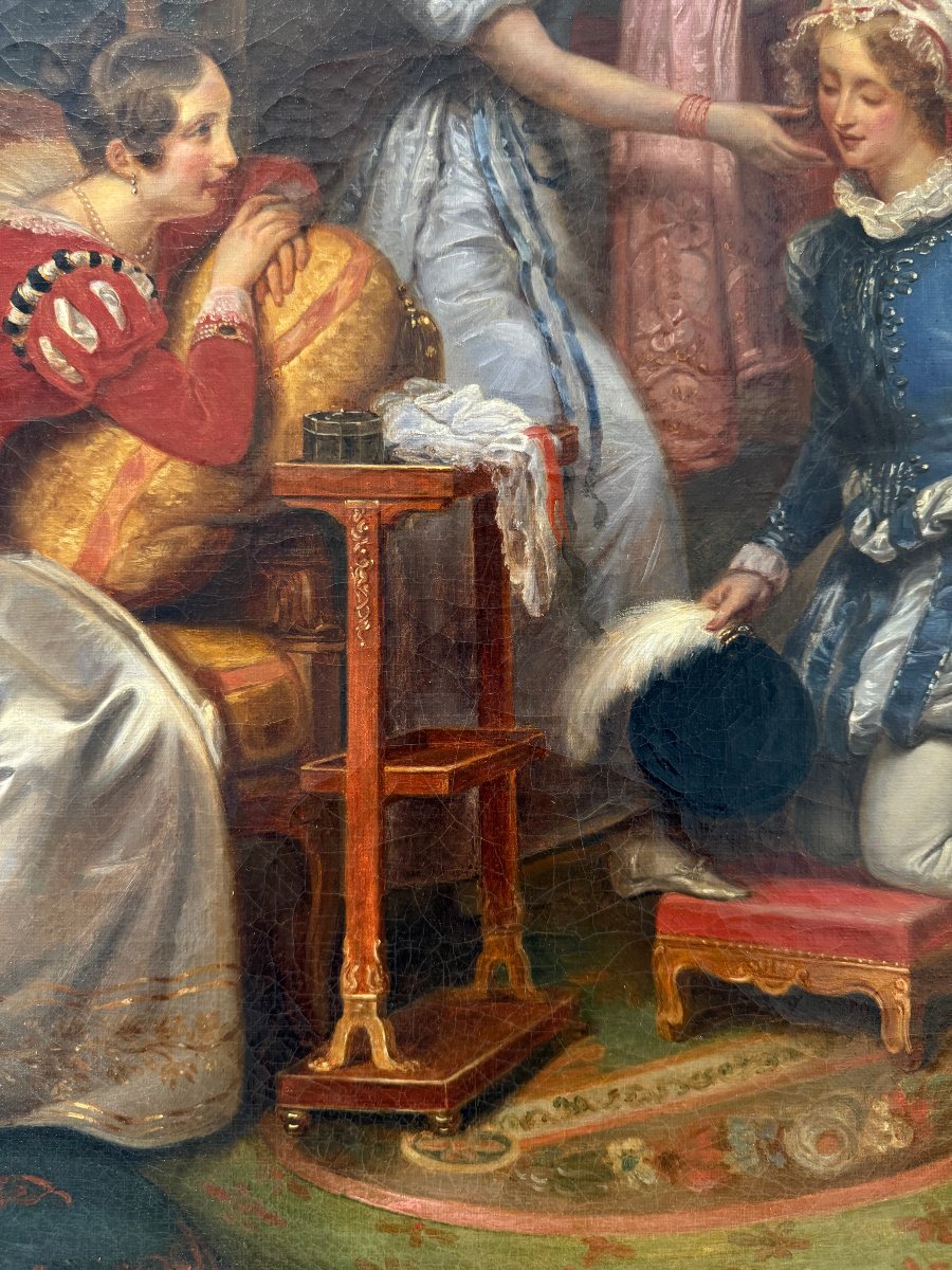 Scena galante in un interno aristocratico – Scuola francese, 1840–1860 circa-photo-4