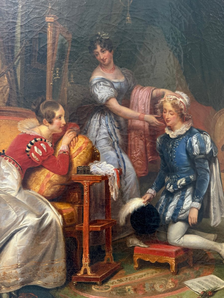 Scena galante in un interno aristocratico – Scuola francese, 1840–1860 circa-photo-2