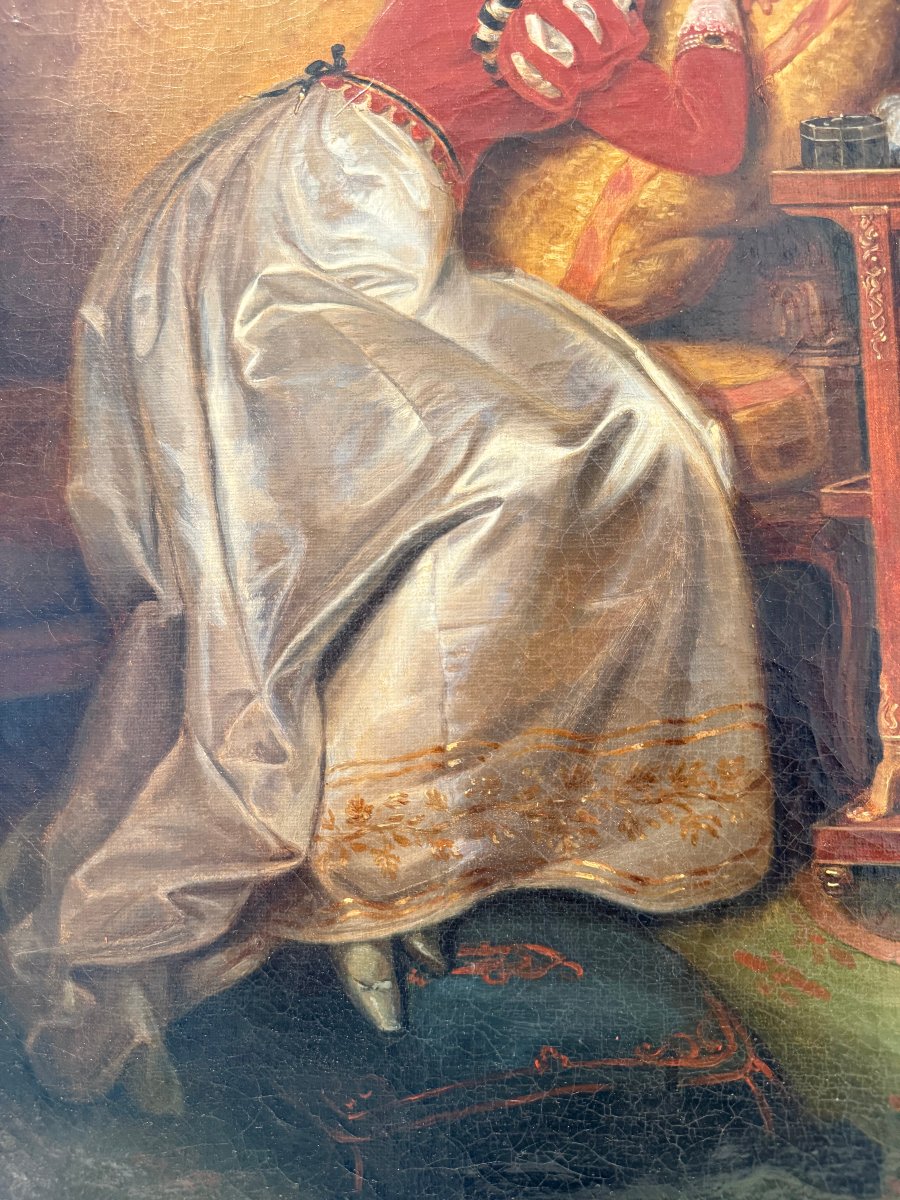 Scena galante in un interno aristocratico – Scuola francese, 1840–1860 circa-photo-3