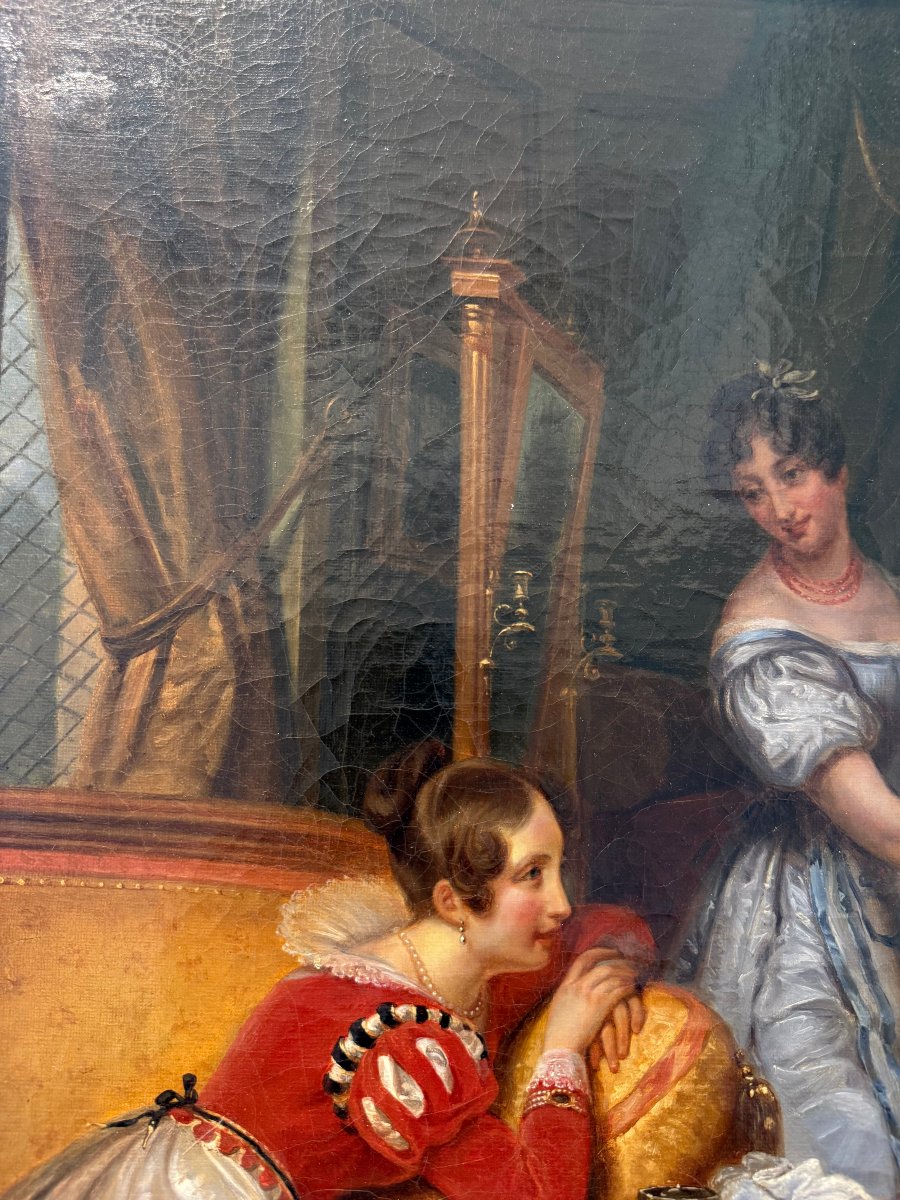 Scena galante in un interno aristocratico – Scuola francese, 1840–1860 circa-photo-6
