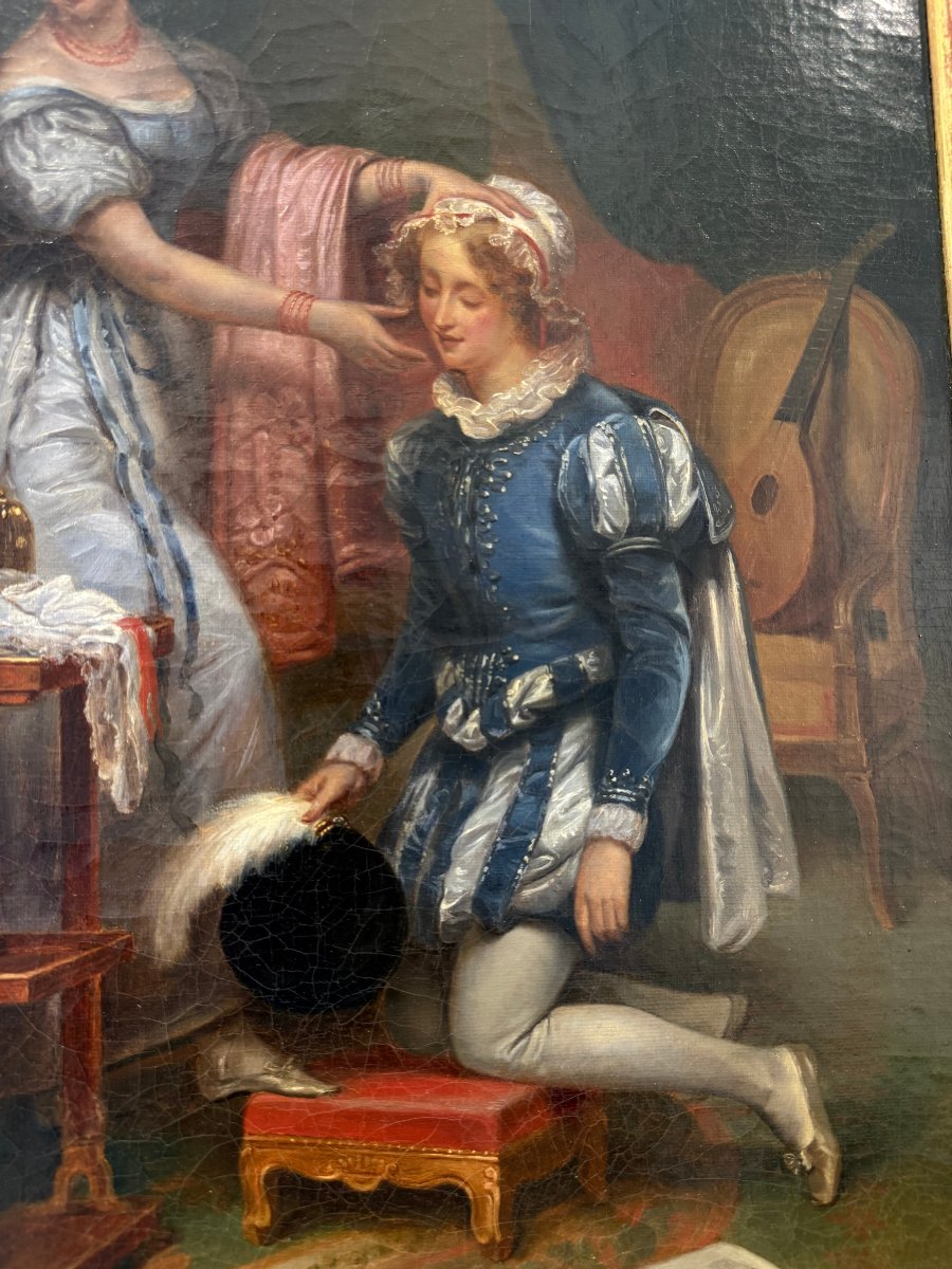 Scena galante in un interno aristocratico – Scuola francese, 1840–1860 circa-photo-7