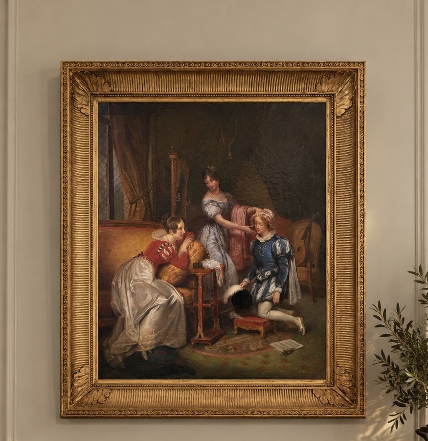Scena galante in un interno aristocratico – Scuola francese, 1840–1860 circa