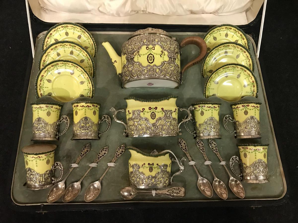 Ensemble De 6 De The' Angleterre XIXeme Siècle 50cm X 40cm