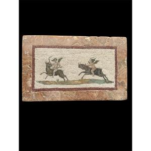 Micromosaico romano con amorini su capretti  Roma, prima metà del XIX secolo