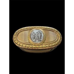 Tabacchiera ovale in oro con smalto figurato, Francia, fine XVIII – inizi XIX secolo