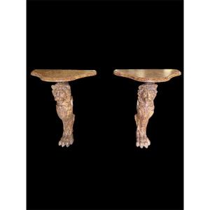 Coppia di console in marmo giallo antico