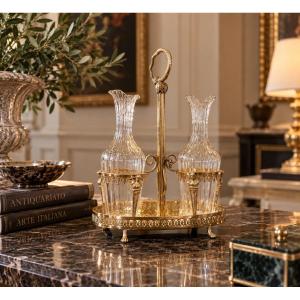 Oliera neoclassica in argento vermeil e cristallo – Francia, XIX secolo