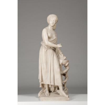 Sculpture Representant " Sibyl " Carlo Albacine Atrib. H: 102cm