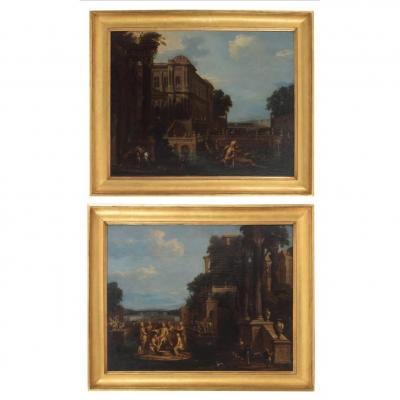 Moucheron Amsterdam 1677 / 1744 Paire Toiles " Paysage "