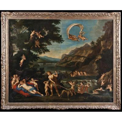 Francesco Albani " Adonis Guide Venus Depius Les Cherubins " 165cm X 135cm