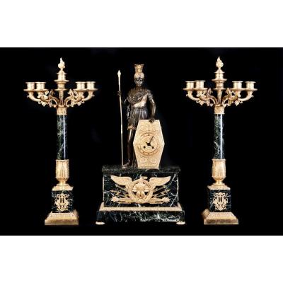 Grand Pendulo Bronze Dore' France XIXeme Siecle H: 72cm