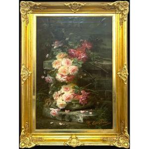 Belgian Painter Max Carlier 1872 - 1938 Still Life With Flowers