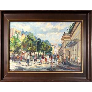 Czech Painter Zezula Oldřich (1907-1980) Karlovy Vary Colonnade