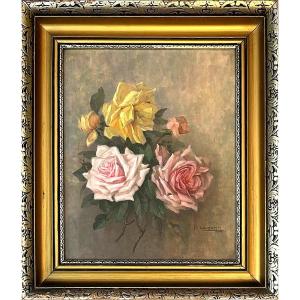 Czech Painter František Ullmann, 20th Century – Still Life With Rose