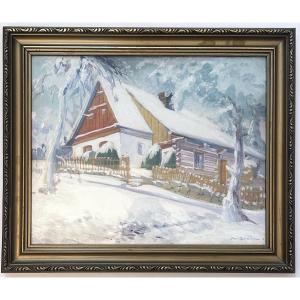 Czech Painter Jan Dědina (r. 1870 – 1955) „timbered Cottage”