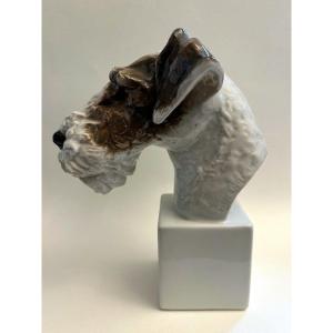 Rosenthal Porcelain Sculpture Of A Fox Terrier - Modeler Heidenreich