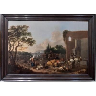Jan Frans Soolmaker Antwerp 1635-after 1685 In Italy, Herders Resting