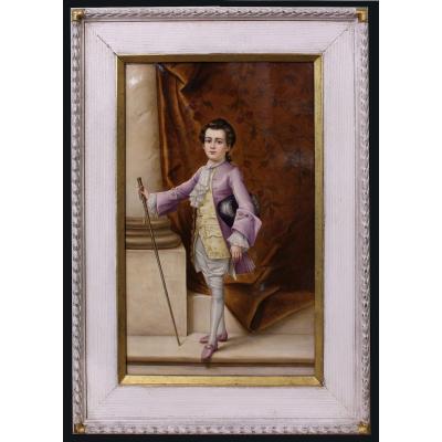 Very Detailed Hand Painted Porcelain Plaque By Little Mozart, Perhaps Kpm