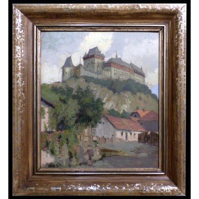 Czech Painter  V. Čížek  "castle Karlštejn "