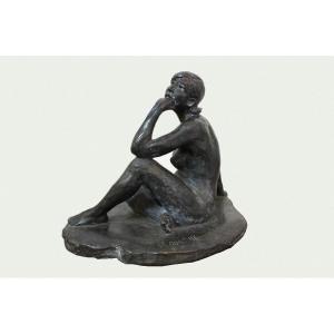 Russian Bronze "female Nude" Circa 1920  ,illegible Signature