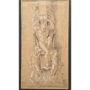 Atlante Between Two Putti