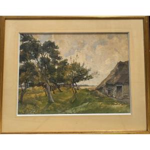 Watercolor - Cottage In Criquebeuf 19th Century Signed