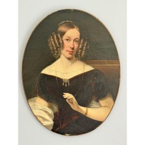 Portrait Of An Elegant Lady, Oil On Canvas, 19th Century