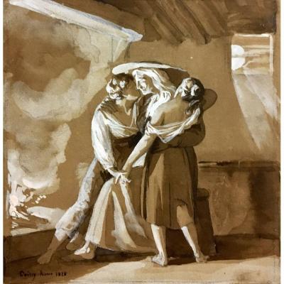 Joseph Coiny (1795-1829) The Sadness Of The Mother And Her Children, 1818