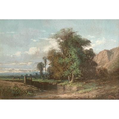Camille Flers (1802-1868), Landscape, Signed