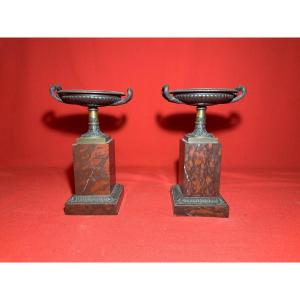 Pair Of Bronze And Marble Tazzas