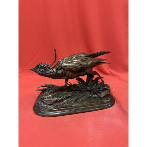 Bronze Sculpture Of A Lapwing By J. Moigniez