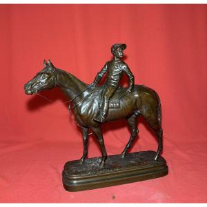 Bronze Statue 'jockey On His Horse' – L. Bureau (médaille d'Or Foundry Paris)