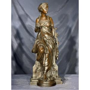 Neoclassical Bronze Sculpture “idylle” By Peiffer (1832–1886)