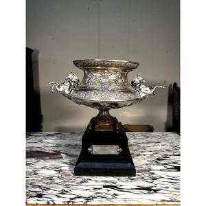 Monumental Honor Cup In Silver Plated Bronze - Frères Fannière