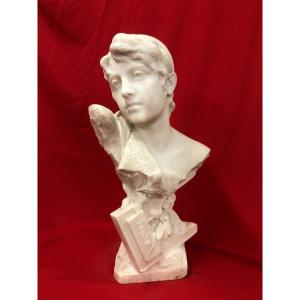 Bust In Carrarra Marble By F. Jovino
