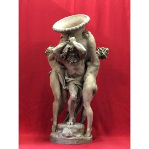 Two Bacchantes And A Hercule Carrying A Carrier-belleuse Vase