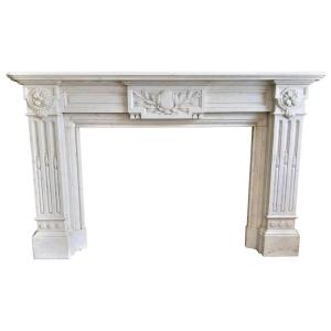 Carrara Marble Fireplace, Ca. 1870.