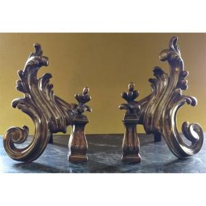 Andirons, Gilded Bronze, 18th Century-époque