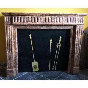 Louis XIV Style Fireplace Made Out Of Italian Brocatelle Marble