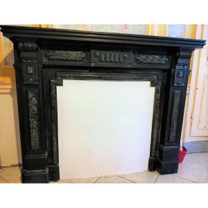 Fireplace, Ca.1875 In Noir De Mazy And Verde Antico