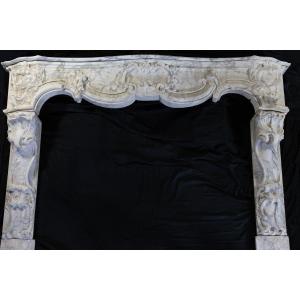 Baroque Style Fireplace In Arabescato Marble, Ca.1775