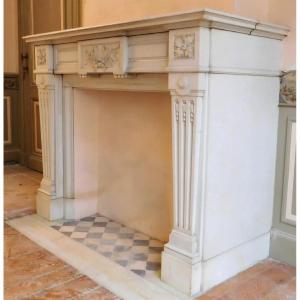 Carrara Marble Fireplace, Napoleon III, Ca.1870