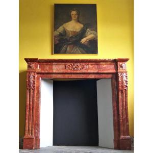 Louis XVI Style Marble Fireplace, Brèche De Sanguine, Ca.1850