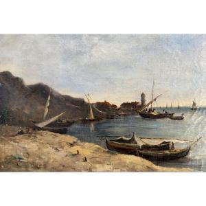 Adolphe Appian (1818-1898) Boats In The Harbor Of Collioure 