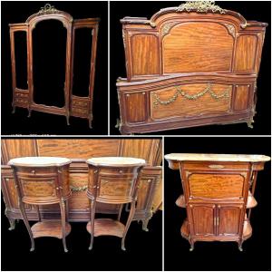 Very High Quality Louis XVI Style Mahogany Bedroom. Signed Schmit, Paris